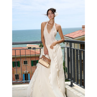 AMELIE - Váy cổ yếm ren voan dáng dài đi biển - Cersei dress Ame284