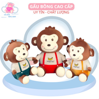  Gấu Bông Khỉ Con Mặc Áo Thêu Chuối - Gấu Bông Khỉ Yếm Thêu Chuối Ngồi 
