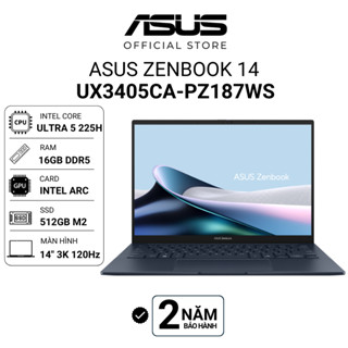 Laptop Asus Zenbook 14 UX3405CA-PZ187WS Ultra 5 225H | 16GB 512GB Intel Arc |14" 3K OLED Win 11 Xanh