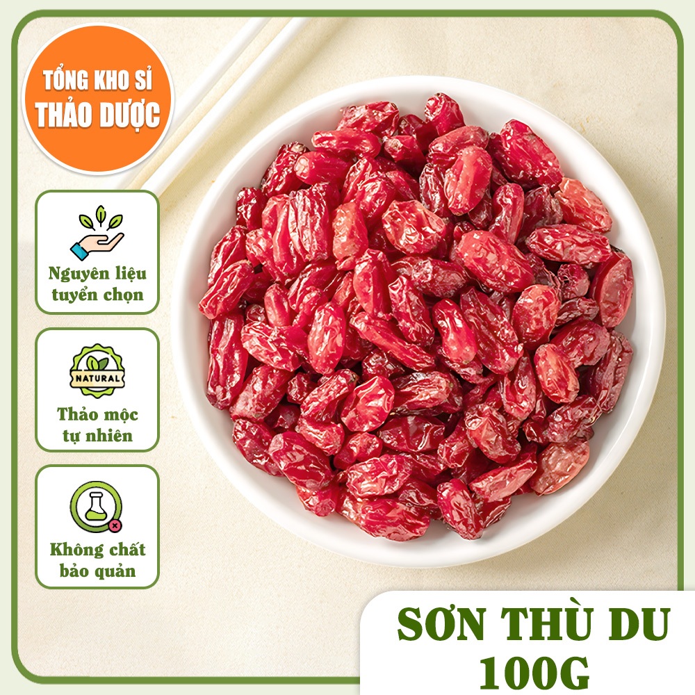 Sơn thù du 100g, đã tách hạt, khô, thơm, đỏ đẹp, hỗ trợ giảm tiểu đêm, tốt cho thận