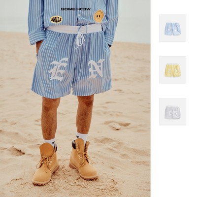  Quần Short Nam Relaxed Stripes Number * Én Col 25, Chất Vải Oxford Thoải Mái, QS0111, SOME HOW STORE