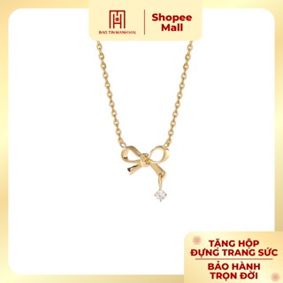 Dây chuyền vàng 10K Bảo Tín Mạnh Hải hoạ tiết nơ đính đá thanh lịch phong cách Ý PYD2V10CZH-409002