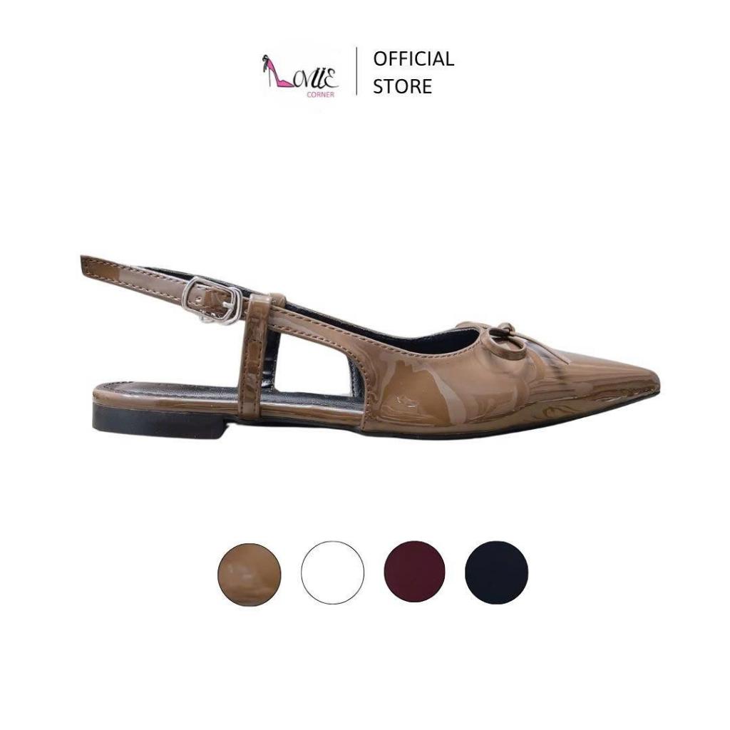 LOVIIECORNER - GIÀY SANDAL BÍT MŨI NHỌN ĐÍNH NƠ - SANDAL ĐẾ BỆT MŨI NHỌN HỞ HẬU 2CM - S250603 - G250