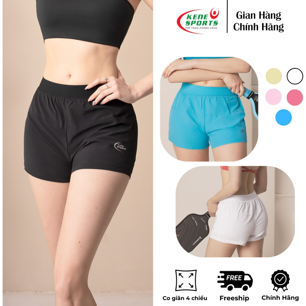 Quần đùi 2 lớp thời trang chơi thể thao, Pickleball, Tennis chất vải mềm mại thoáng 2 layers boxer K