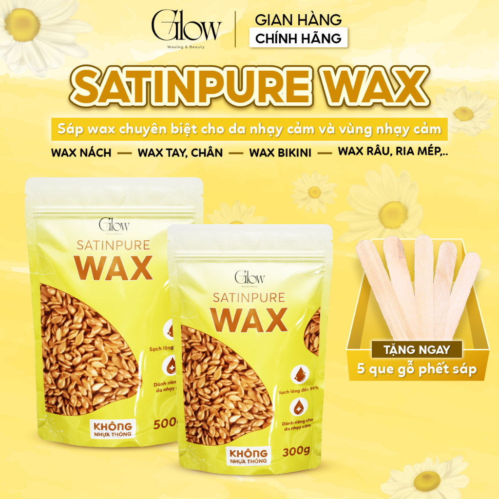 Sáp Wax SATINPURE Túi 500gr GLOWWAXING Chuyên Dùng Cho Da Nhạy Cảm Thích Hợp Wax Nách, Body