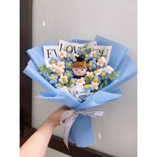 [ảnh thật,sẵn] Bó hoa 5 cánh nhí HandMade móc len mix đủ màu làm quà tặng kỉ niệm, tốt nghiệp