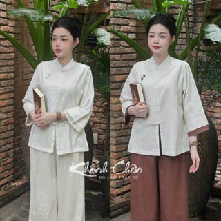   FREESHIP  Bộ Pháp phục Mộc An vạt Hò vải Linen Bột 