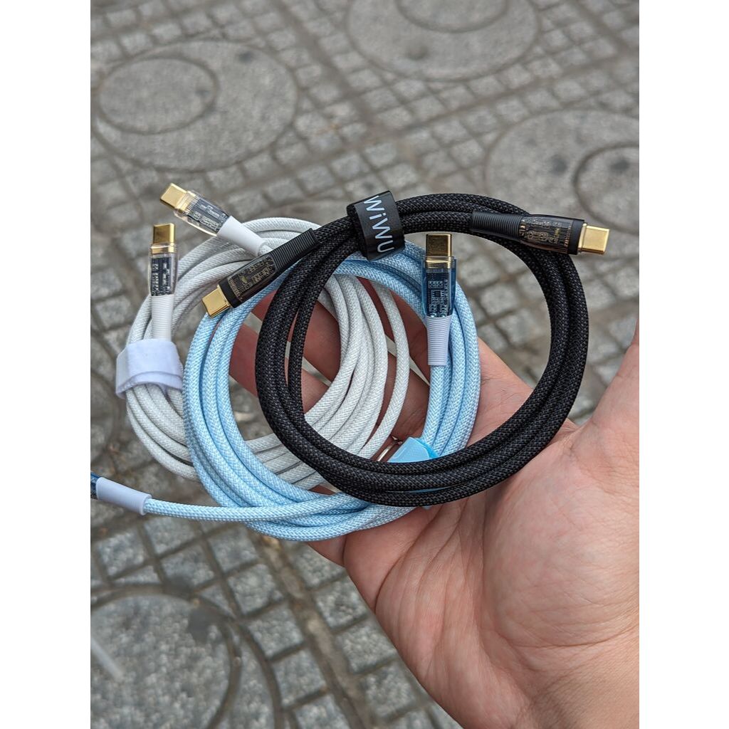 Dây sạc 100W c to c mạ vàng dây dù gia cường lộ mạch trong suốt