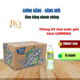  Thùng 24 chai Nước Giải Khát Khoáng Chanh Lemona  Vĩnh Hảo Chanh 500ml 1 chai  