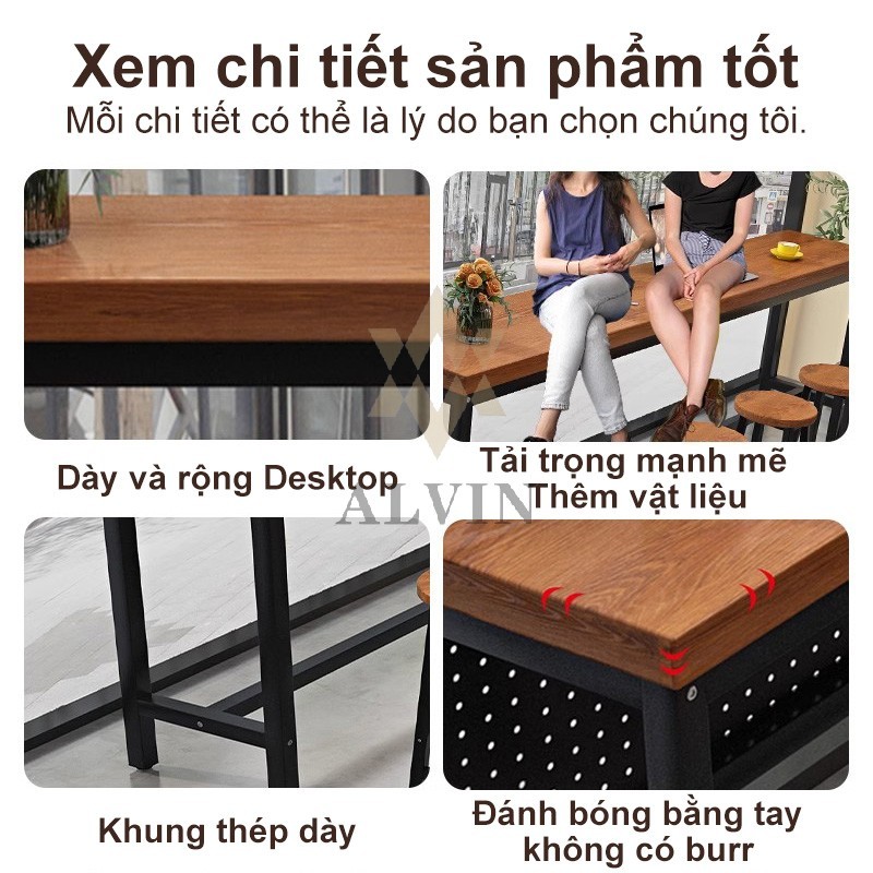 ALVIN Bàn dài Bàn làm việc khung sắt việc có giá trên mặt bàn lắp ráp dễ dàng Bàn Bar Đa Năng Sử | BigBuy360 - bigbuy360.vn