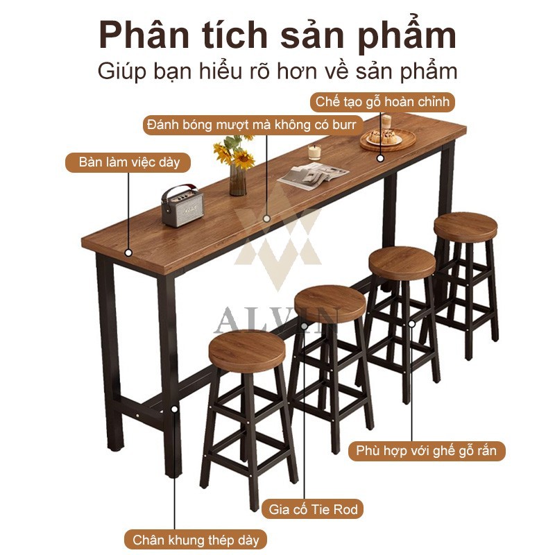 ALVIN Bàn dài Bàn làm việc khung sắt việc có giá trên mặt bàn lắp ráp dễ dàng Bàn Bar Đa Năng Sử | BigBuy360 - bigbuy360.vn