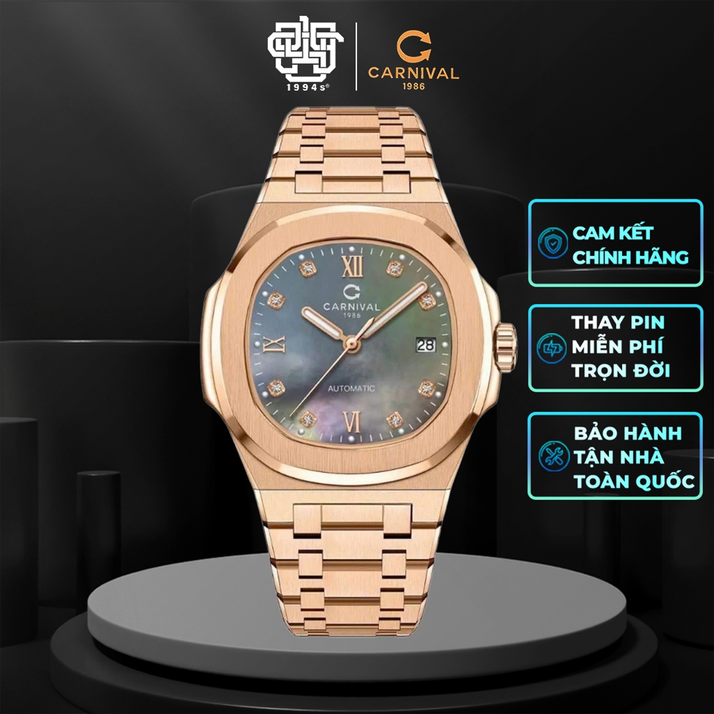 Đồng Hồ Nam CARNIVAL 8160G-VH-DK Xà Cừ Đen Hàng Chính Hãng