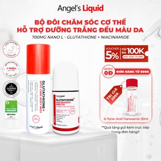 Bộ Sản Phẩm Lăn Nách Mờ Thâm và Xịt Giảm Mụn Lưng Dưỡng Trắng Cơ Thể Angel's Liquid Glutathione Plus Niacinamide