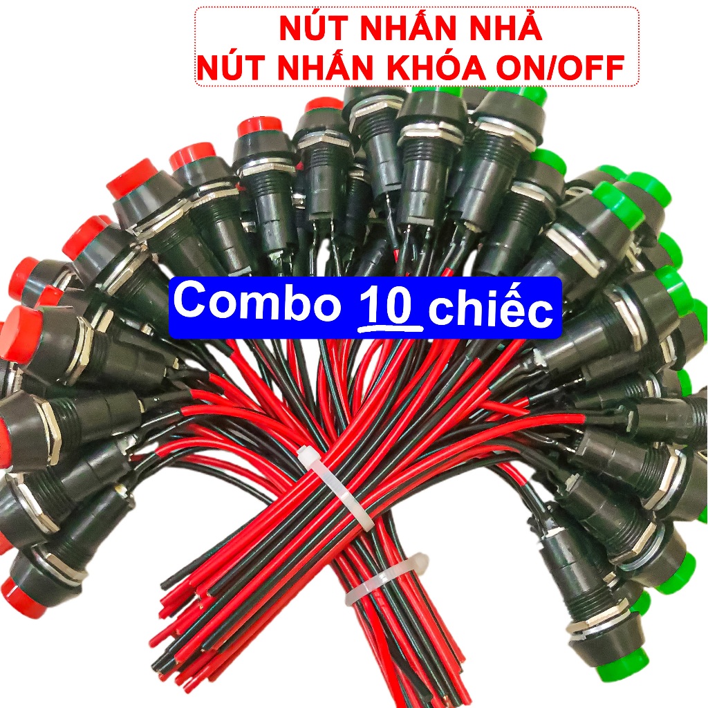 [Combo 10 chiếc] Nút nhấn nhả - Nút nhấn khóa ON OFF có dây