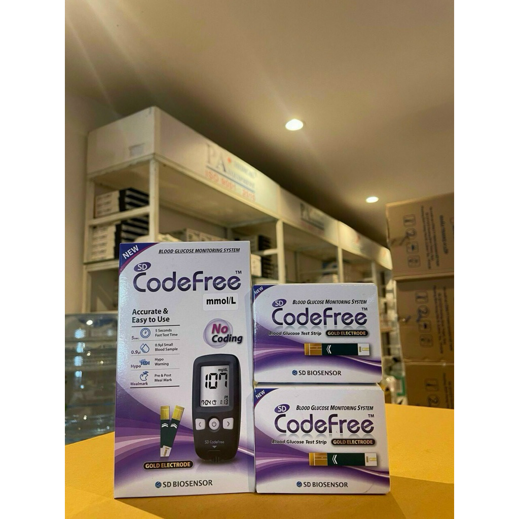 ❤️[HỎNG ĐỔI MÁY MỚI] Máy đo đường huyết SD CODEFREE Sd Code Free tặng kèm test 25 que Máy đo thử tiểu đường SD CODEFREE