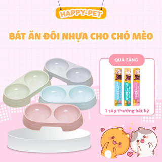 Bát Ăn Đôi Nhựa Đựng Thức Ăn Và Nước Uống Cho Chó Mèo Thú Cưng - Happy Pet