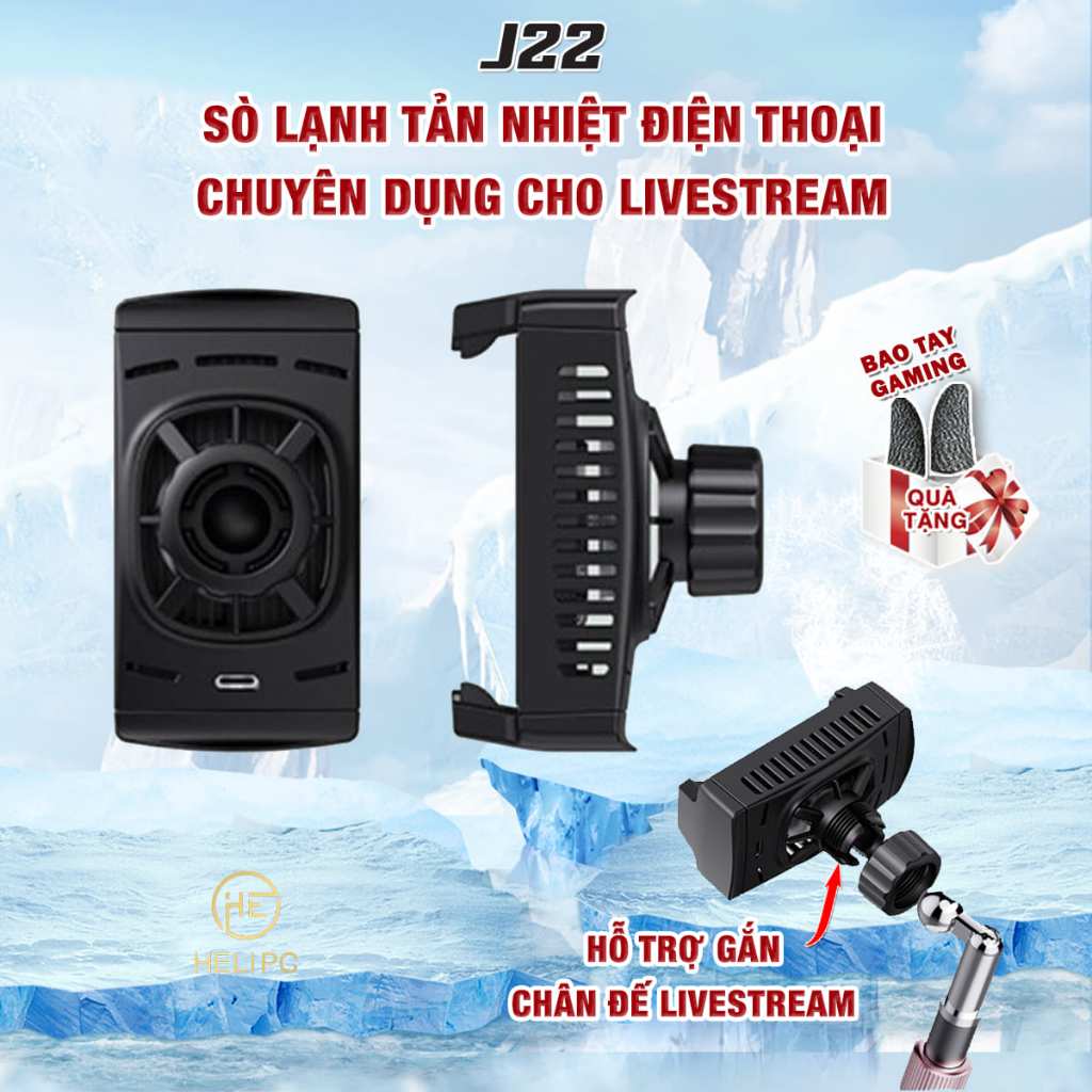 Tản nhiệt điện thoại sò lạnh ngàm kẹp J42 / J86 Pro / J22 quạt chuyên dụng hỗ trợ livestream độ ồn t