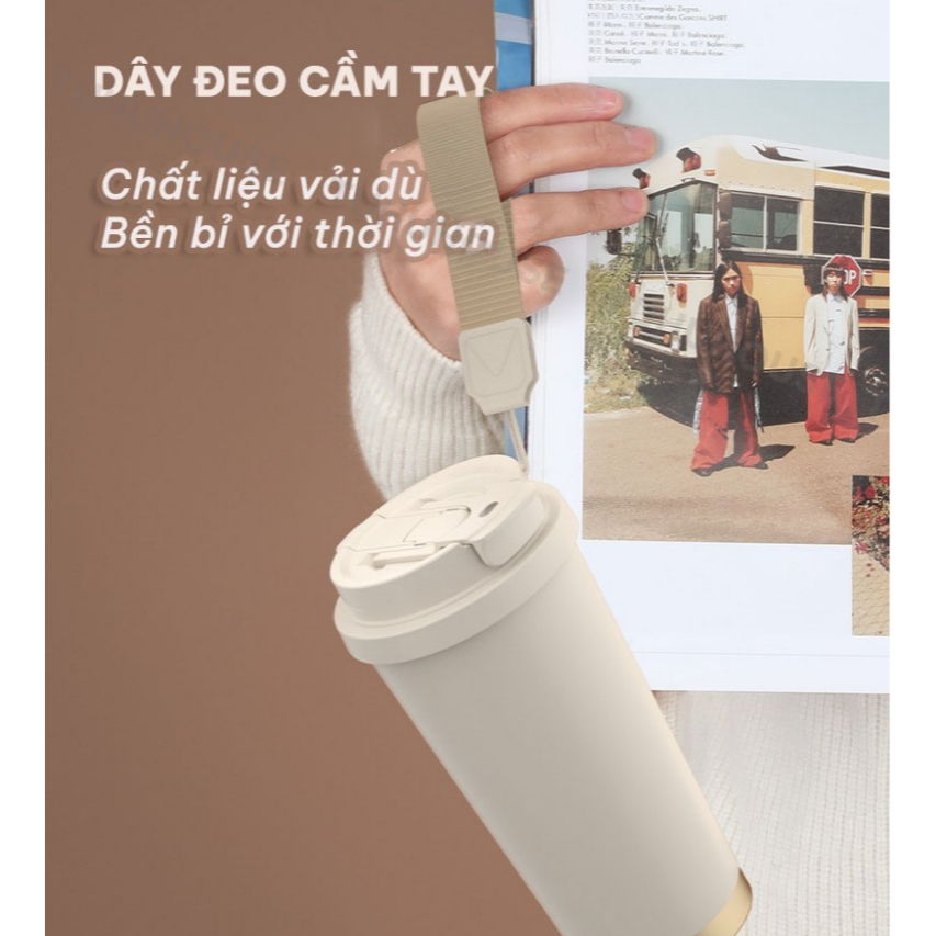 Ly giữ nhiệt khắc tên COFFEE 530ml, ly giữ nhiệt inox 316 kiểu dáng hiện đại có dây xách - TUHUHOUSE | BigBuy360 - bigbuy360.vn