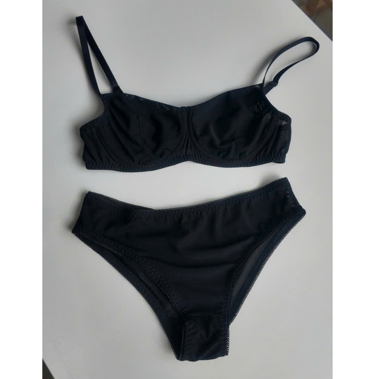 Bộ đồ lót lưới xuyên thấu có gọng không đệm mút quần tam giác gợi cảm màu nude đậm cao cấp Mebra | BigBuy360 - bigbuy360.vn