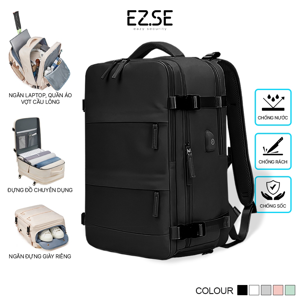 Balo đựng laptop chống nước chống sốc cao cấp EAZY BLA07 , Balo du lịch nữ nam có ngăn đựng giày , Balo cầu lông