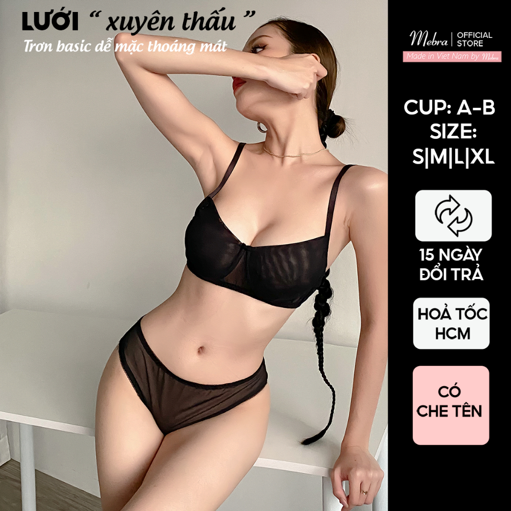 KIERA | Set Đồ Lót Nữ Lưới Xuyên Thấu 2 Lớp Có Gọng Nâng Ngực Không Mút Quần Tam Giác Thoáng Mát Gợi Cảm Mebra A054+Q048 | BigBuy360 - bigbuy360.vn