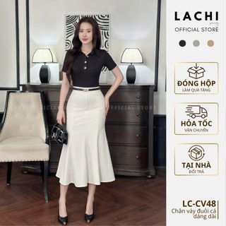 Chân váy đuôi cá dáng dài công sở LACHI ôm body co giãn cạp cao hách dáng xẻ tà sau bigsize LC-CV48