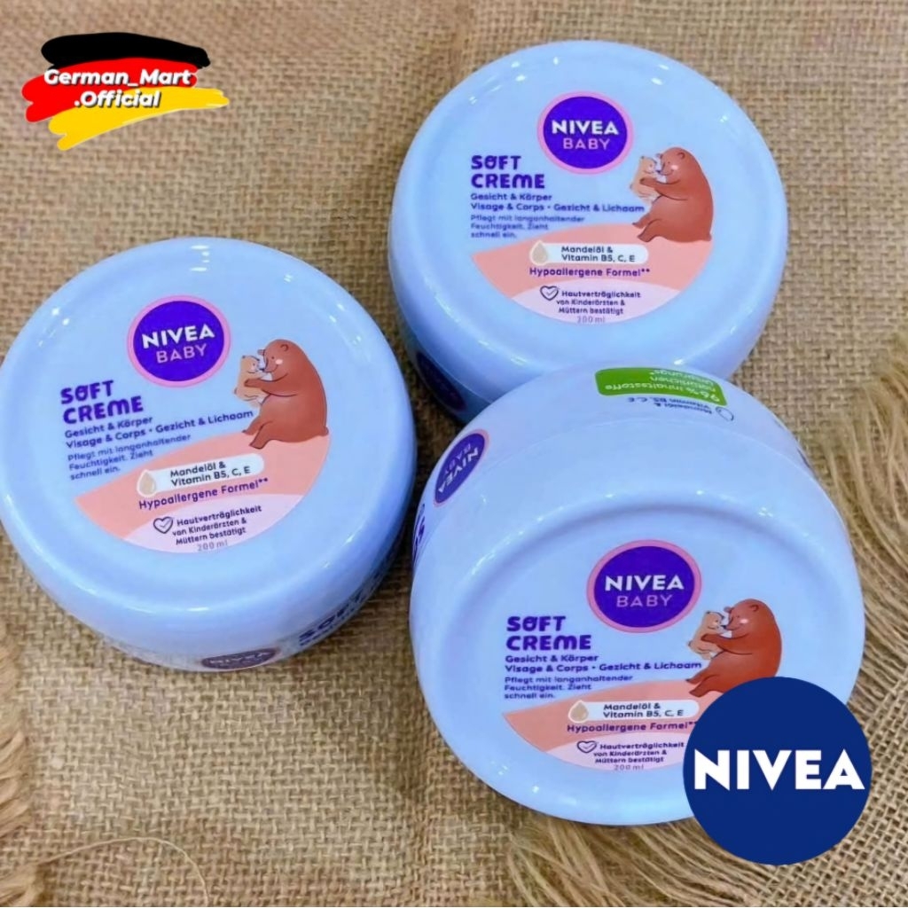 🇩🇪 KEM DƯỠNG ẨM CHO BÉ NIVEA BABY SOFT 200ML (AN TOÀN CHO TRẺ SƠ SINH) - Đức