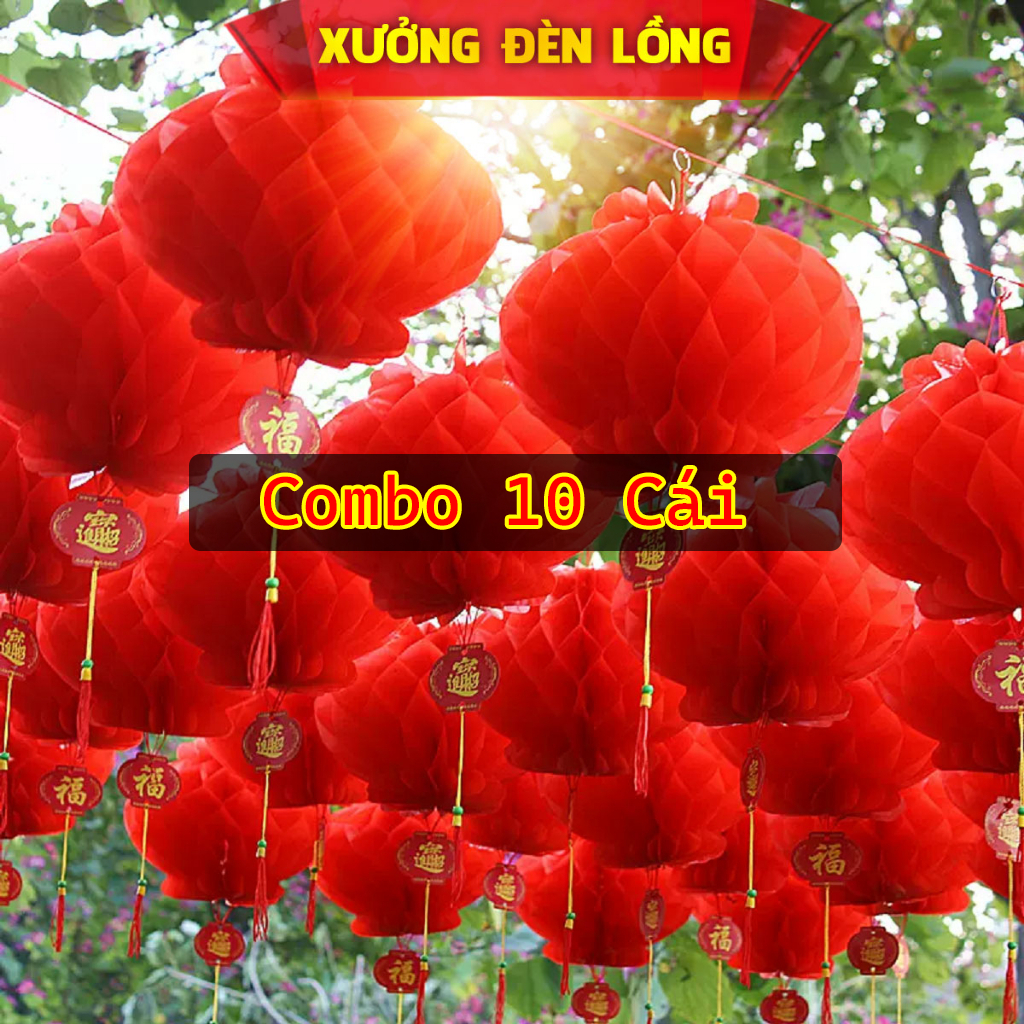 10 Cái Đèn Lồng Đỏ Nilon chống nước trang trí lễ tết, trung thu, siêu thị, nhà cửa đủ size [11-35cm]