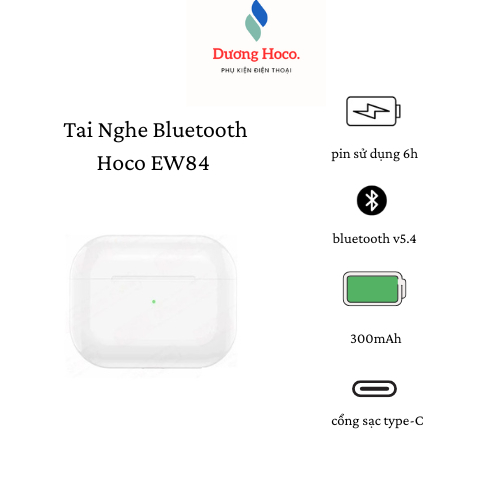 Tai Nghe Bluetooth Hoco EW84 – Bluetooth 5.4, Pin 6h, Cảm Ứng Thông Minh, Đàm Thoại Tốt