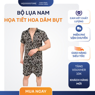 BỘ LỤA NAM CAO CẤP,MỀM MỊN HỌA TIẾT HOA DÂM BỤT THỜI TRANG.SET ĐỒ NAM MẶC ĐI BIỂN,DU LỊCH CỰC MÁT.