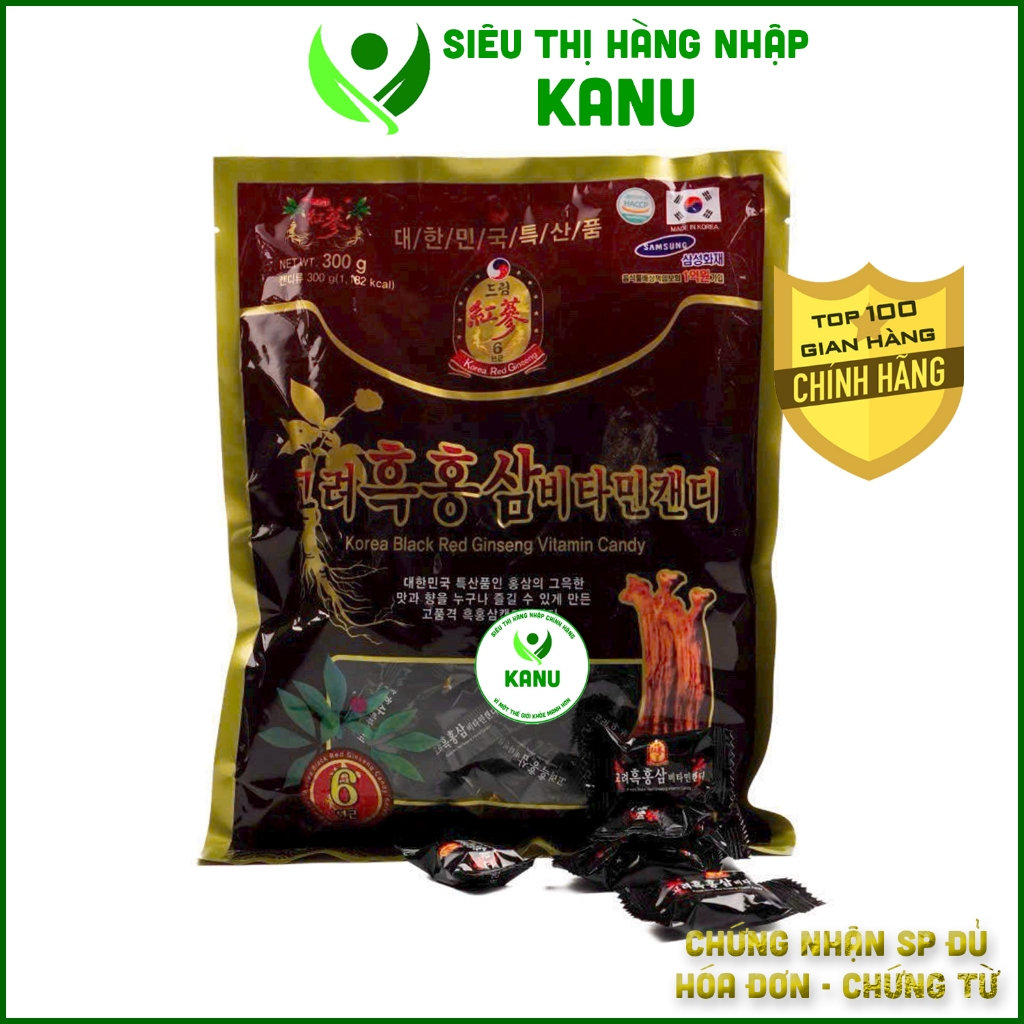 Kẹo vitamin hắc hồng sâm Red Ginseng Hàn Quốc 300gr