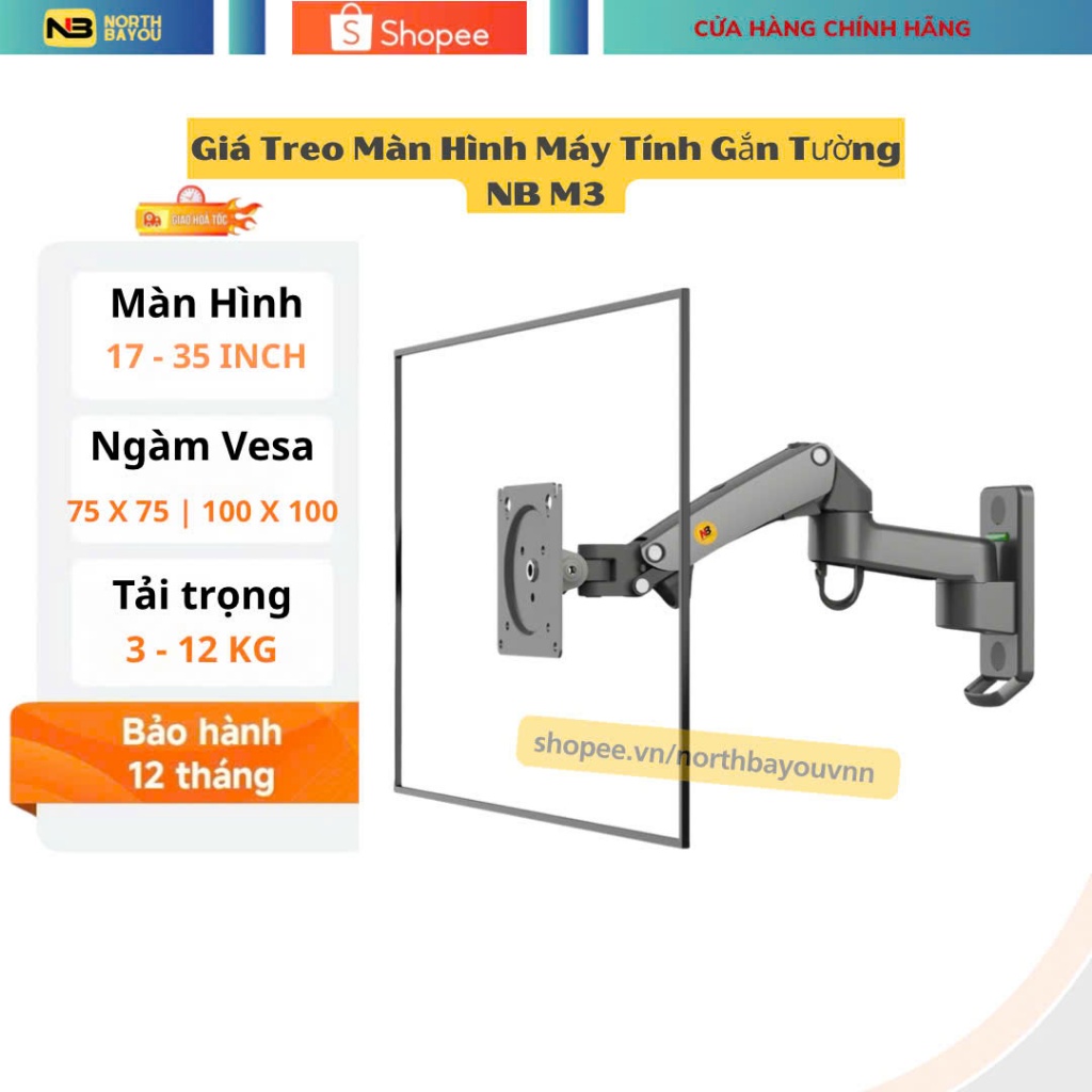 Giá treo màn hình máy tính NB M3 / F150 - Giá đỡ màn hình dạng gắn tường 17 -35 inch