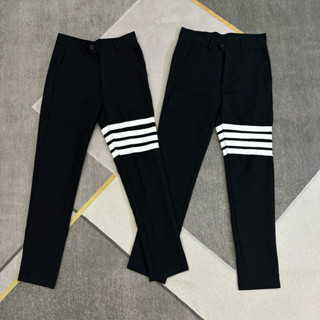 Quần âu nam-quần thêu 4 xọc trắng đen cho học sinh và sinh viên