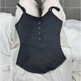 Áo Hai Dây Croptop Cổ Vuông Đính Nút (ảnh & video thật ở cuối)
