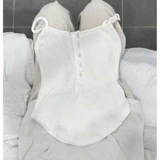 Áo Hai Dây Croptop Cổ Vuông Đính Nút (ảnh & video thật ở cuối)