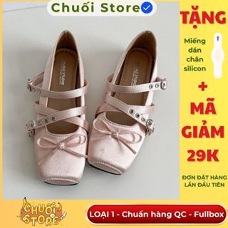 (BẢN XỊN CHUẨN QC) Giày lolita nữ LOẠI 1 đế bệt cổ thấp mũi vuông quai cài phong cách hàn quốc thanh lịch mix nơ xinh