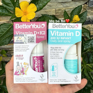 Vitamin D3 K2 BetterYou Daily Oral dạng xịt, D3 Dlux UK Anh Quốc 15ml