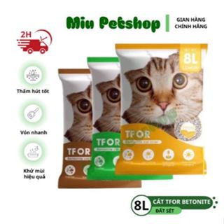 [COMBO 3 TÚI] Cát vệ sinh cho mèo TFOR bentonite 8L, Cát vệ sinh cho mèo khử mùi, vón cục túi 8L