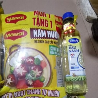 Hạt nêm nấm hương chay 800g tặng kèm dầu simply 400ml (kèm keo đựng gia vị)