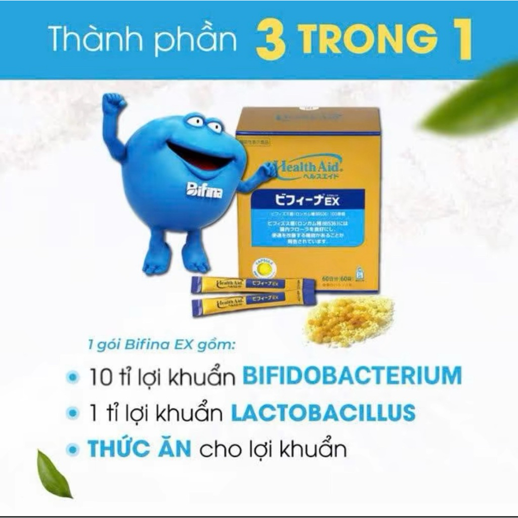 [ Nhập Khẩu] Men Vi Sinh Bifina EX [EX 7gói tách lẻ từ hộp 60 gói] Đại tràng Bifina Nhật Bản