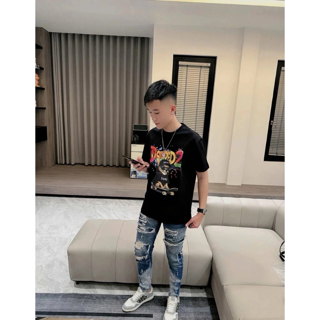 Áo Thun Nam DSQ Siêu Cấp Hai Màu Đen Trắng In Sau Lưng Chất Liệu Cotton 2 Chiều In Họa Tiết Chữ Thời Trang Nam | BigBuy360 - bigbuy360.vn