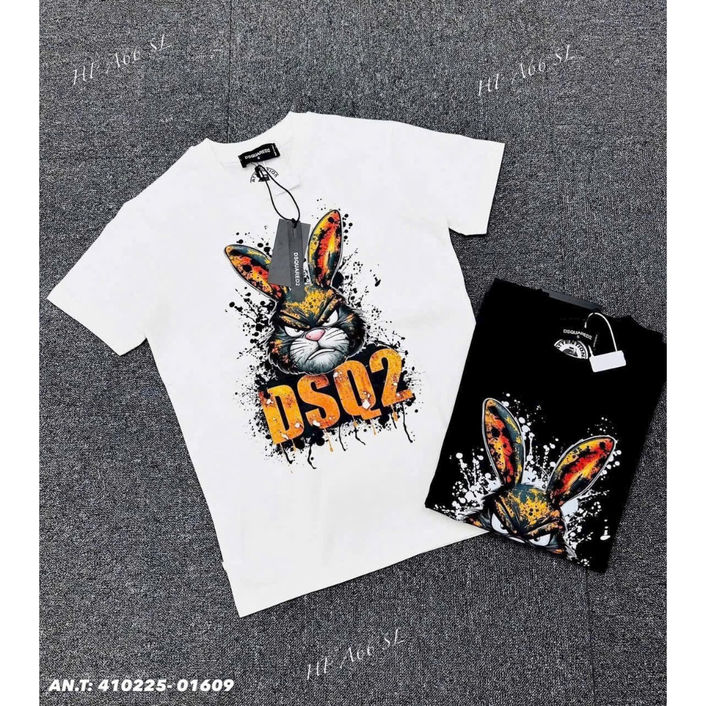 Áo Thun Nam DSQ Siêu Cấp Hai Màu Đen Trắng In Sau Lưng Chất Liệu Cotton 2 Chiều In Họa Tiết Chữ Thời Trang Nam