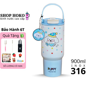 Ly giữ nhiệt Puppy 900ml inox 316 cao cấp có ống hút quai xách bình giữ nhiệt ShopHoKo 2025