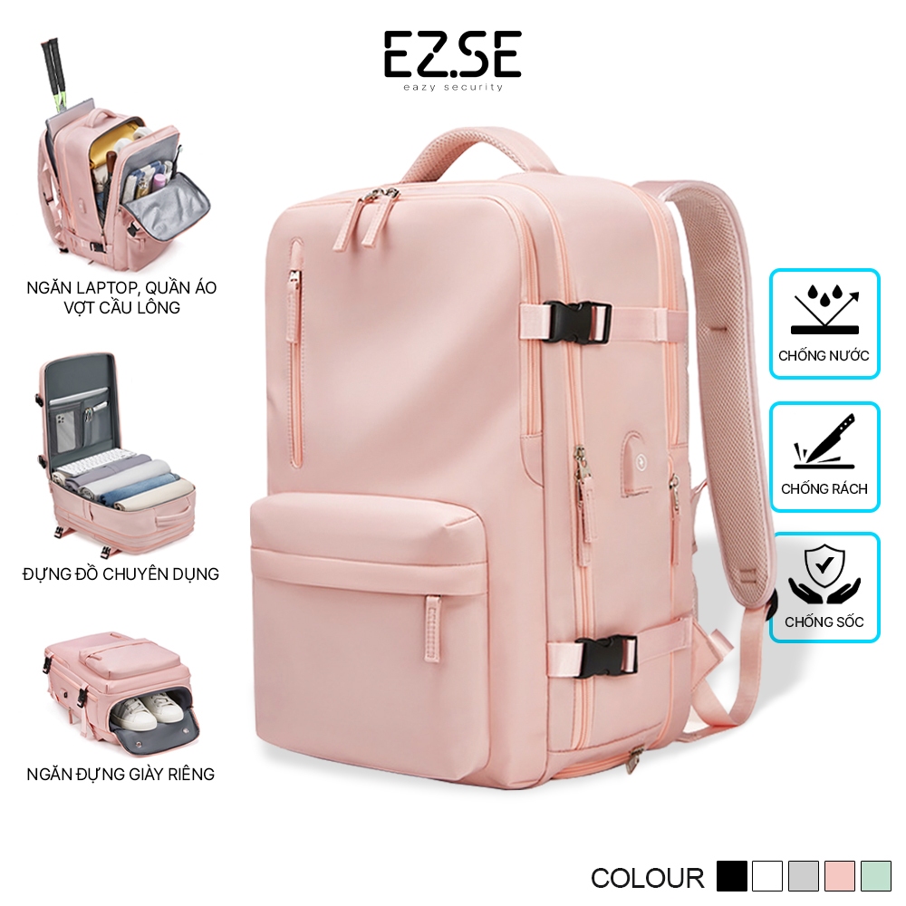 Balo du lịch chống nước đựng laptop chống sốc cao cấp EAZY BLA08 có ngăn đựng giày , Balo đựng quần áo vợt cầu lông