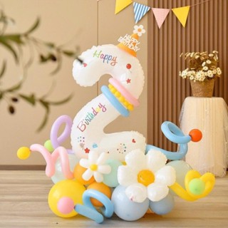 [ Tặng kèm bơm tay + Mũ dạ ] Combo bóng số trắng hottrend trang trí sinh nhật cho bé trai, bé gái, người lớn siêu xinh