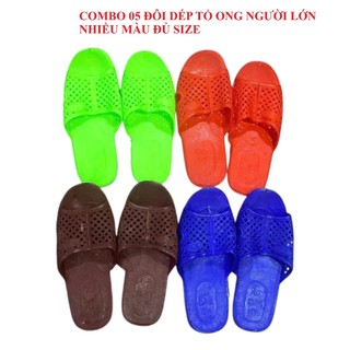 {5 ĐÔI} Dép Tổ Ong Đế Mỏng Nhiều Màu Chống Trơn Trượt, Dép Đi Trong Nhà, Dép Lê, Dép Nhựa