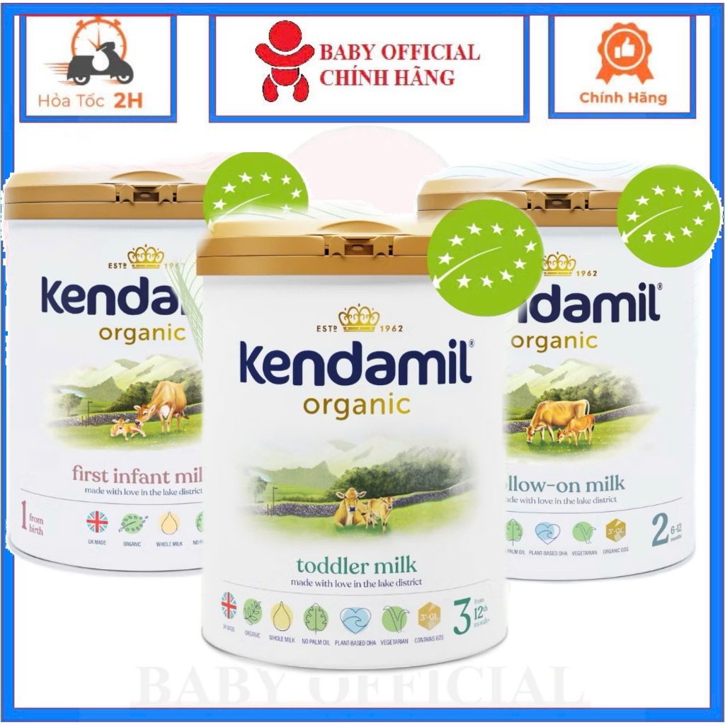 [DATE mới ] Sữa Kendamil Organic Số 1, 2, 3 Anh Quốc 800g Sữa bột cho bé Nhập khẩu Chính Hãng