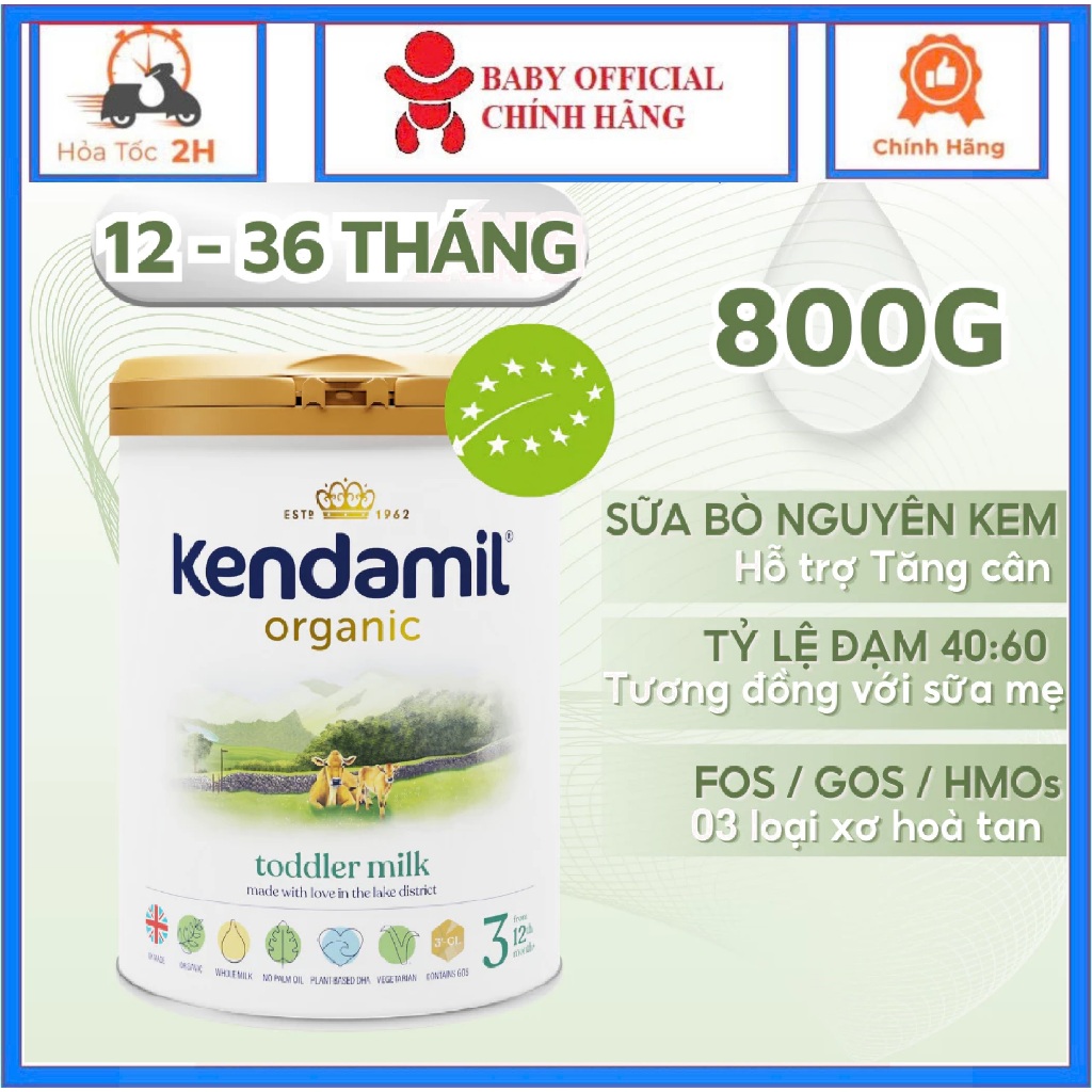 Sữa Công Thức Hữu Cơ Kendamil Organic chứa HMOs Số 3 (800g)