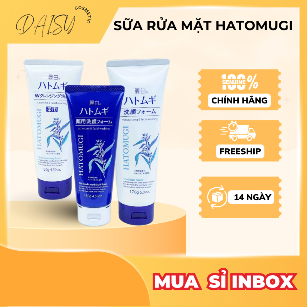 Sữa rửa mặt Ý Dĩ Sữa rửa mặt Hatomugi trắng da dưỡng ẩm Cleansing Facial Foam 130g nội địa Nhật Bản