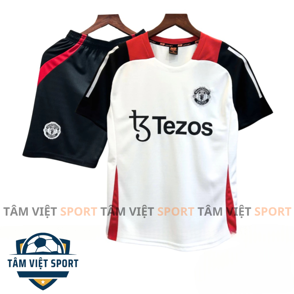 Quần Áo Bóng Đá, Đồ Đá Banh MU Training Trắng Đỏ 2025 - 2026 Thun Mè Cao Cấp